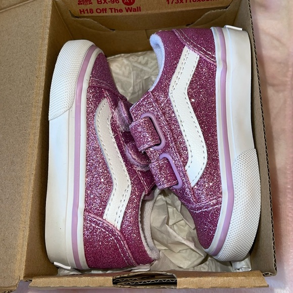 Vans Old Skool V Glitter Skate Shoe - Baby / Toddler - Lilac - Picture 2 of 16